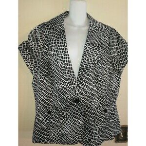 Womens First Option Too Cotton Stretch Black White Jacket Size 1X